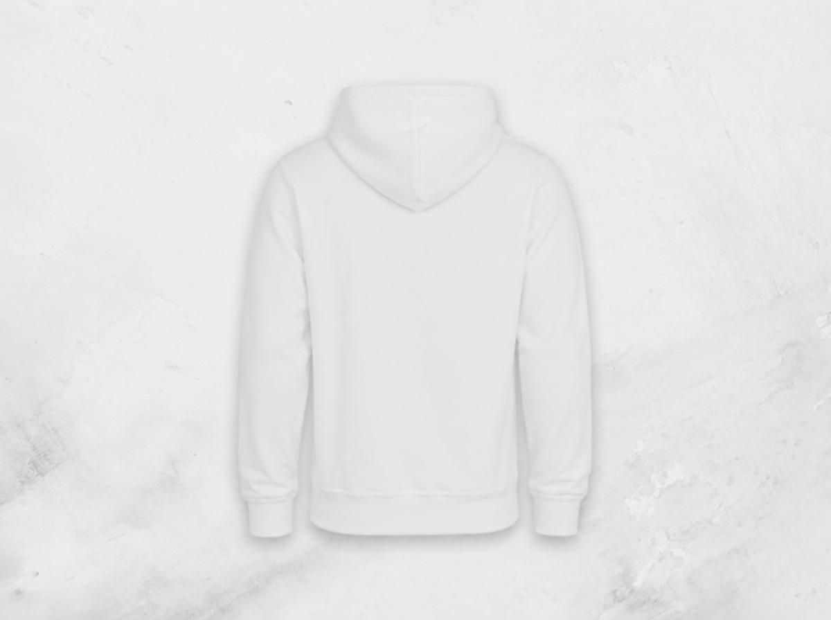 Hoodie (soft touch polyester), White (Back) - Max A4 Print