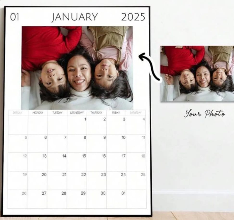 1 Personalized Photo Calendar Canvas Print