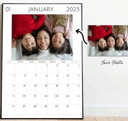 1 Personalized Photo Calendar Canvas Print